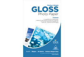Think Glossy 6 x 4 Photo Paper - 185gsm - 20 Sheets