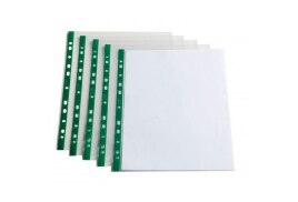 ValueX Punched Pocket A4 Glass Clear 60 micron Green Reinforcing Strip (Pack 100) - 8020614
