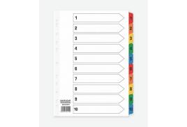 ValueX Index 1-10 A4 Card White with Coloured Mylar Tabs - 80043DENT