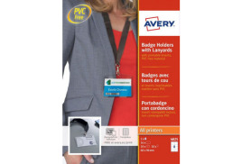 Avery 60 x 90mm Transparent Badge Holders with Black Lanyards and Inserts (Pack 10)