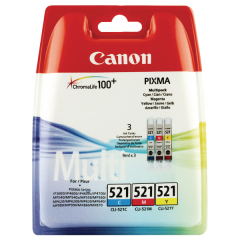 Canon CLI-521 CMY Colour Ink Cartridge Multipack 2934B010 Image