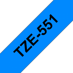 Brother Glossy Black On Blue Label Tape 24mm x 8m - TZE551 Image