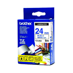 Brother Blue On White PTouch Ribbon 24mm x 8m - TZE253 Image