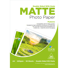 Think Double-Sided Matte With Grain A4 Photo Paper - 220gsm - 50 Sheets Image