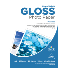 Think Glossy A4 Photo Paper - 225gsm - 20 Sheets Image