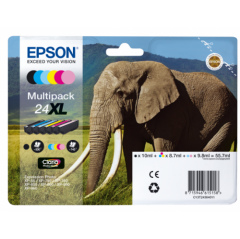 Epson 24 Elephant Colour Standard Capacity Ink Cartridge 6x5ml Multipack - C13T24284011 Image