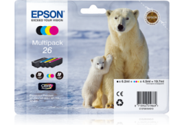Epson 26 Polar Bear Black CMY Colour Standard Capacity Ink Cartridge 6ml 3x4.5ml Multipack - C13T26164010