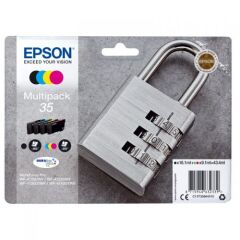 Epson 35 Padlock Black CMY Colour Standard Capacity Ink Cartridge 16ml 3x9ml Multipack - C13T35864010 Image