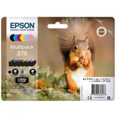 Epson 378 Squirrel Black CMY Colour Standard Capacity Ink Cartridge 5.5ml 3x4ml 2x5ml - C13T37884010 Image
