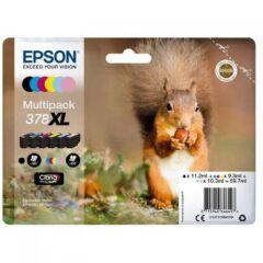 Epson 378XL Squirrel Black CMY Colour High Yield Ink Cartridge 11ml 3x9ml 2x10ml - C13T37984010 Image