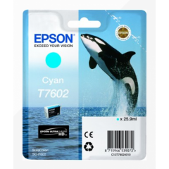 Epson T7602 Killer Whale Cyan Standard Capacity Ink Cartridge 26ml - C13T76024010 Image
