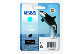 Epson T7602 Killer Whale Cyan Standard Capacity Ink Cartridge 26ml - C13T76024010