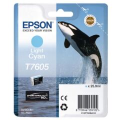 Epson T7605 Killer Whale Light Cyan Standard Capacity Ink Cartridge 26ml - C13T76054010 Image