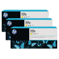 HP 771C Yellow Designjet Ink Cartridge (Pack of 3) B6Y34A Image