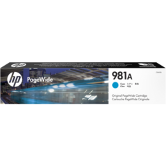 HP 981A Cyan Standard Capacity Ink Cartridge 70ml for HP PageWide Enterprise Color 556/586 - J3M68A Image