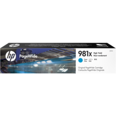 HP 981X Cyan High Yield Ink Cartridge 116ml for HP PageWide Enterprise Color 556/586 - L0R09A Image