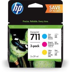 HP 711 Colour Standard Capacity Ink Cartridge 3x 29ml Multipack - P2V32A Image
