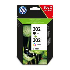 HP 302 Black Standard Capacity Tricolour Ink Cartridge 4ml 3.5ml Twinpack - X4D37AE Image