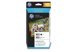 HP 303 Black Standard Capacity Tricolour Ink Cartridge Photo Value Pack 2x 4ml for HP ENVY Photo 6230/7130/7830 series - Z4B62EE