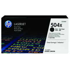 HP 504X Black High Yield Laserjet Toner Cartridge (Pack of 2) CE250XD Image