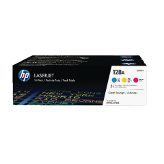 HP 128A Cyan/Magenta/Yellow Laserjet Toner Cartridges (Pack of 3) CF371AM Image