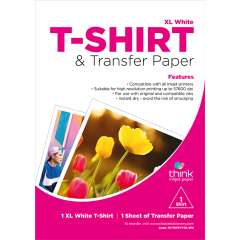 Think T-Shirt Transfer Paper (140gsm) & White XL Shirt Image