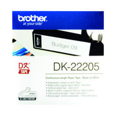 Brother Black on White Continuous Length Paper Tape 62mm DK22205 Image