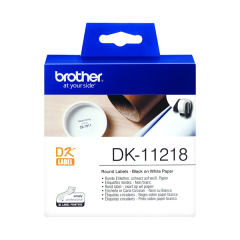 Brother Label Roll 24mm Round 1000 Per Roll Black on White DK11218 Image