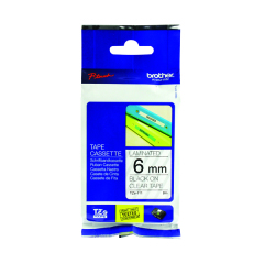 Brother P-Touch 6mm Black on Clear TZE111 Labelling Tape Image