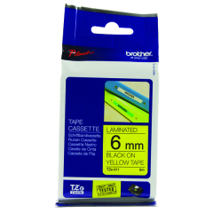 Brother P-Touch 6mm Black on Yellow TZE611 Labelling Tape TZE611 Image