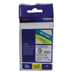 Brother P-Touch 9mm Black on White TZE221 Labelling Tape TZE221 Image