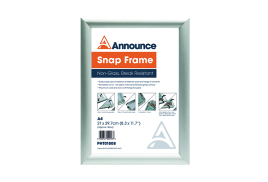 Announce A4 Snap Frame (25mm anodised aluminium frame, Wall fixings included) PHT01808